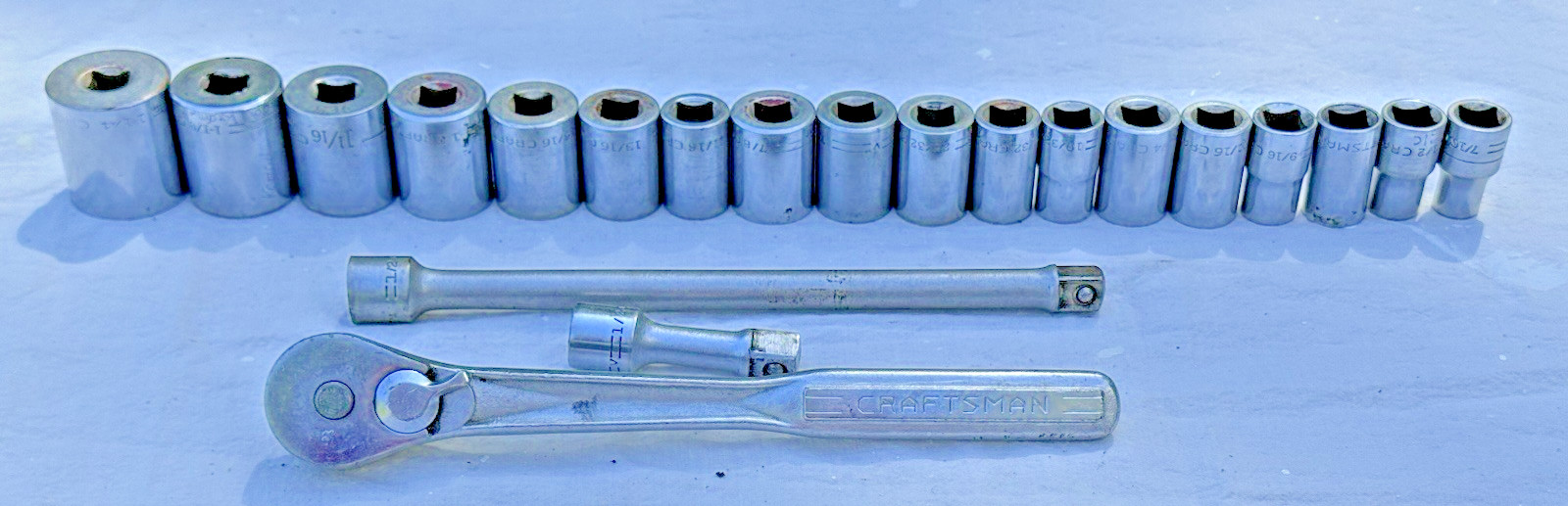 Craftsman Socket Set Vintage 70s 80s V-Series 1/2” Drive 21 Pieces Mechanic Tool
