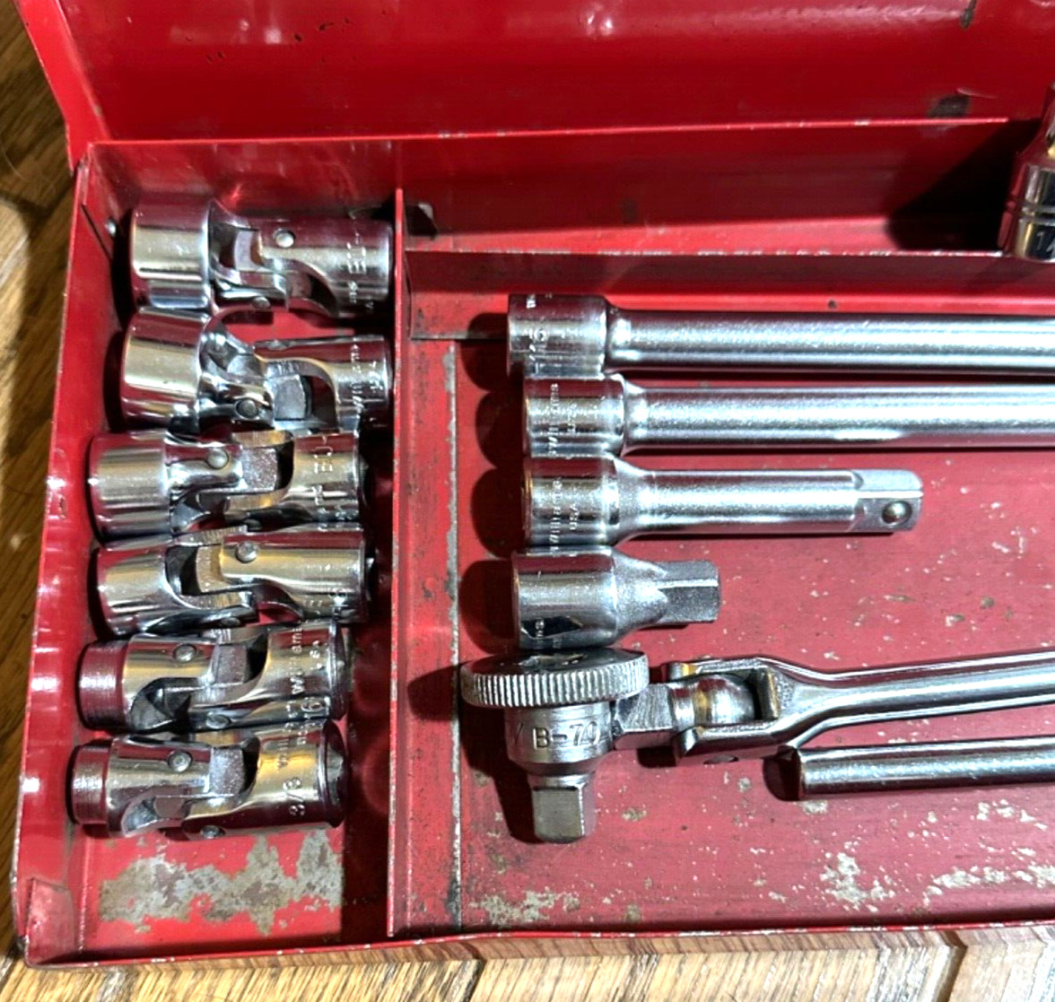 🇺🇸 Williams Tools 3/8 Socket Set General Service Extension Breaker Bar Lot Box