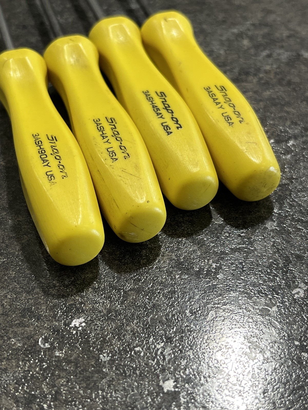 RARE Snap-on ASA204AY Yellow Hard Handle 4 Piece Mini Pick Set