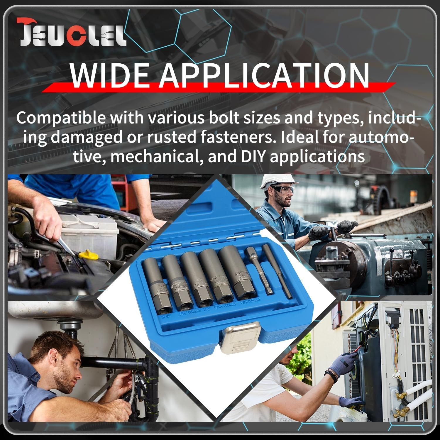 7PCS Spiral Deep Extractor Set – Spark Plug, Broken Bolt & Stud Remover Tool