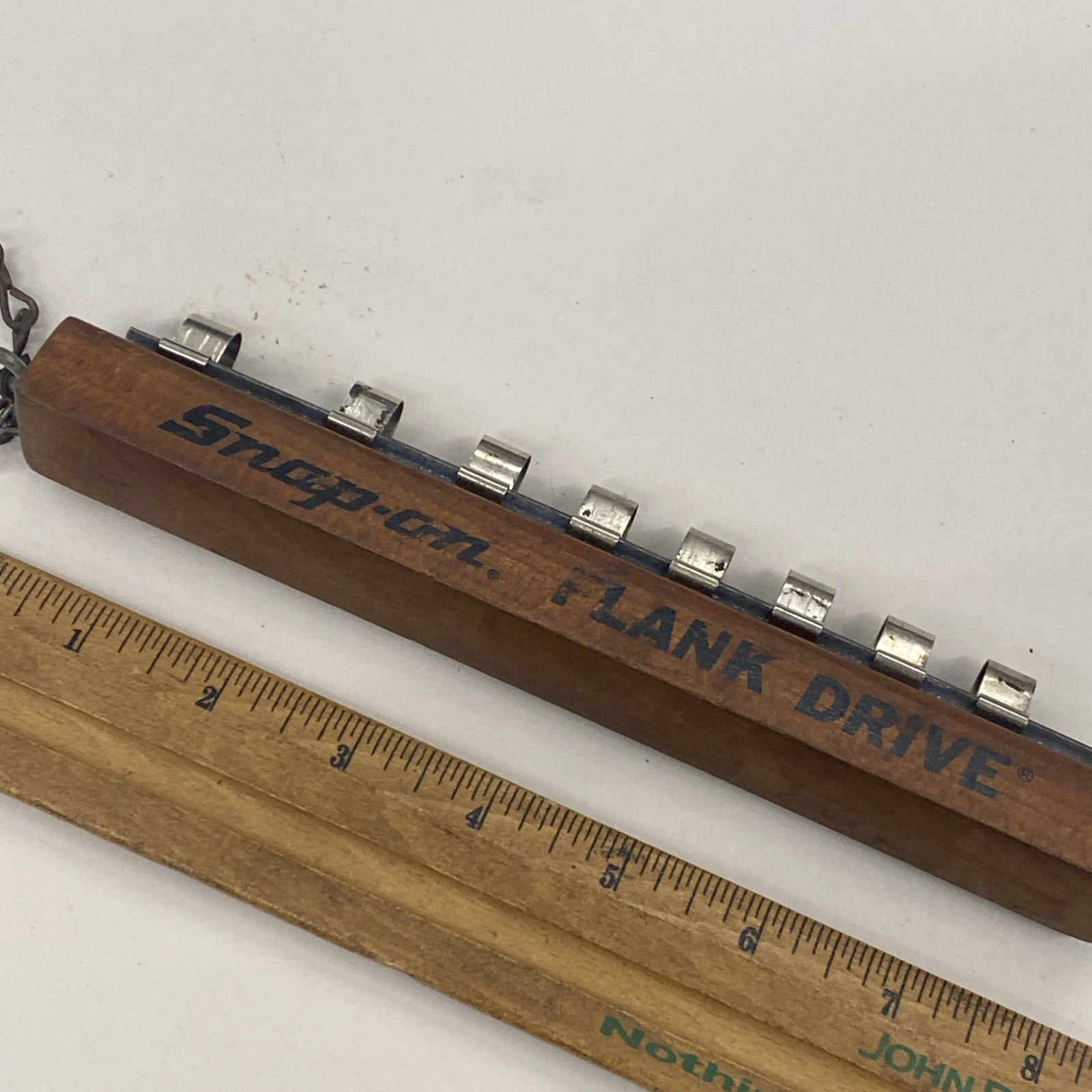 Snap On «FLANK DRIVE» 3/8″ Drive, Walnut Wood Socket Holder, RARE, M0749