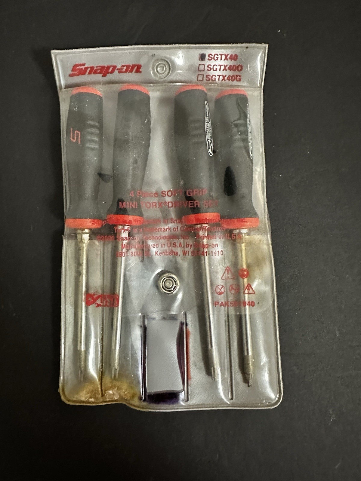 SNAP ON SGTX40 BLACK /RED MINI SOFT GRIP HANDLE TORX SCREWDRIVER