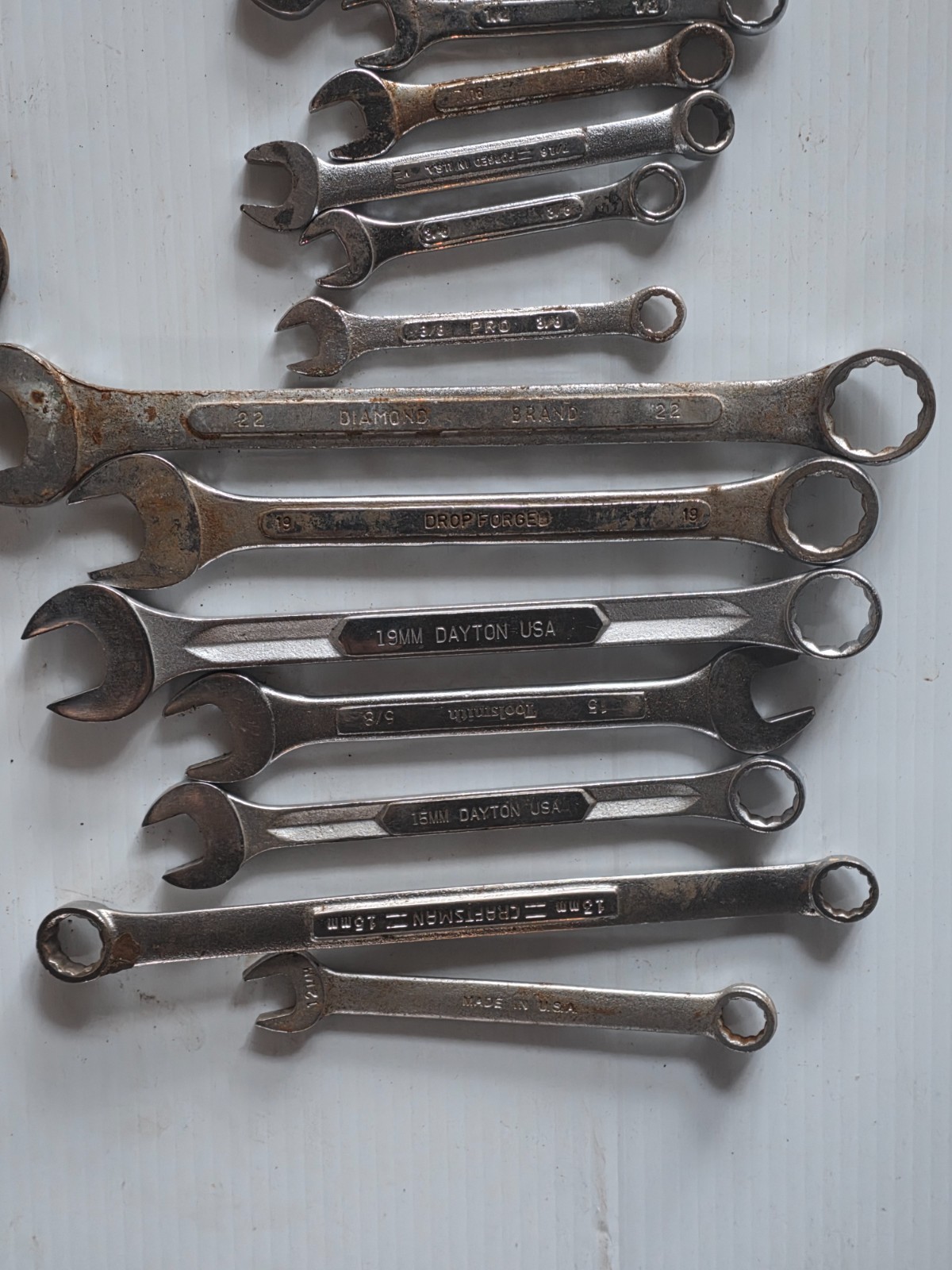 lot of 30 assorted wrenches 12- 22 mm metric 3/8 – 1 SAE