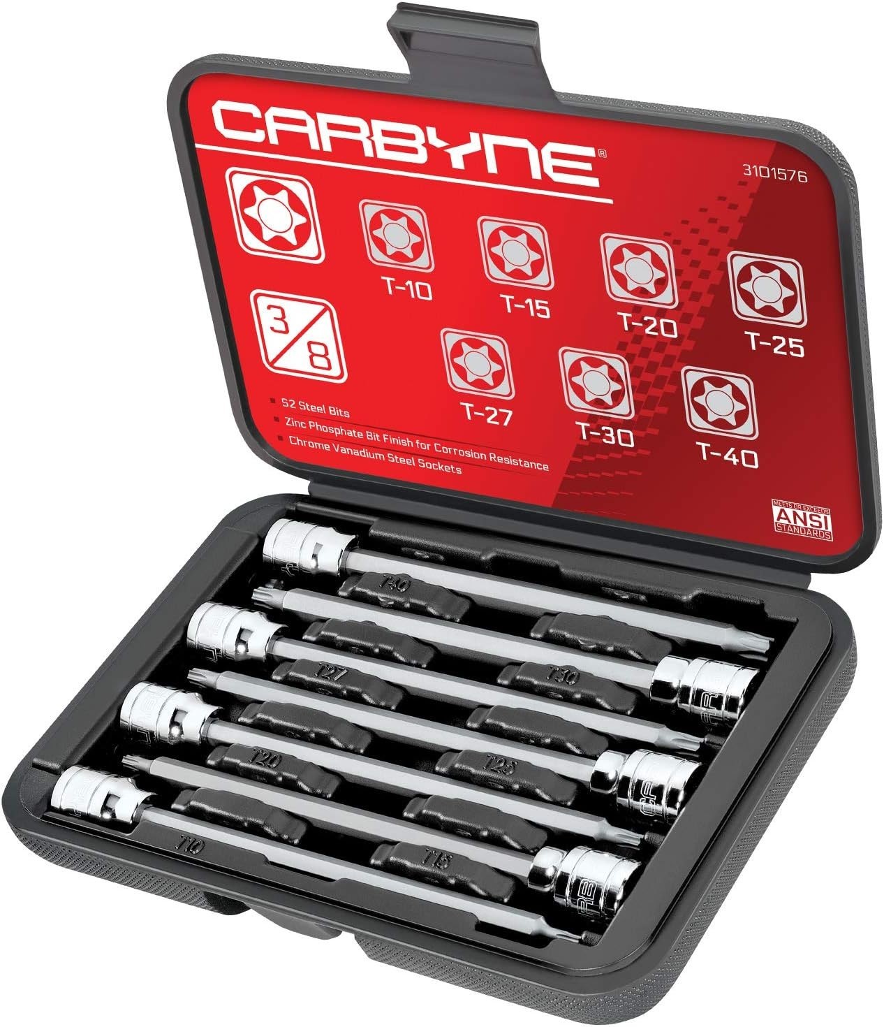 7-Piece Professional Torx Extra Long Bit Socket Set, T10-T40 Sizes, 3/8 in. D…