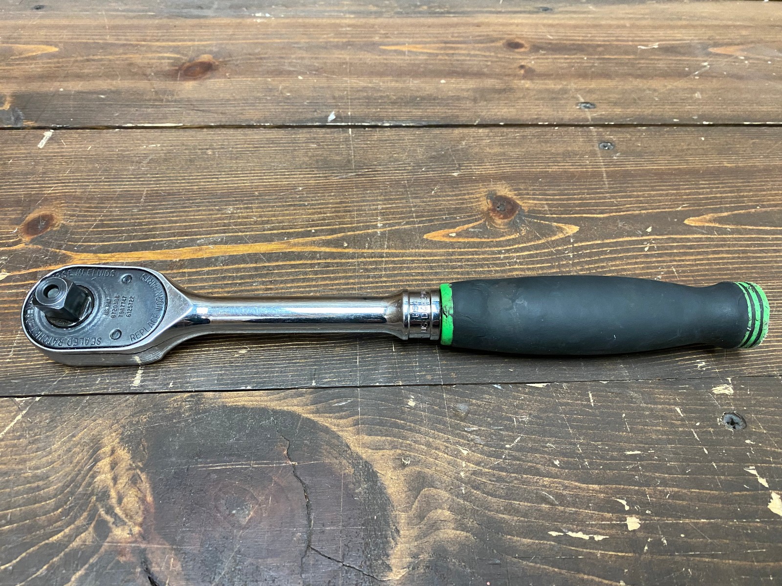 Snap On 1/2″ Drive | 80 Teeth | Soft Grip Handle Green | Quick Release | SHR80AG