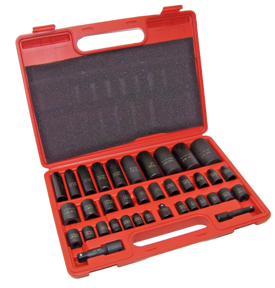 38 pcs Impact Socket Metric and SAE 3/8″ & 1/2″ Drive Deep & Shallow Duometric