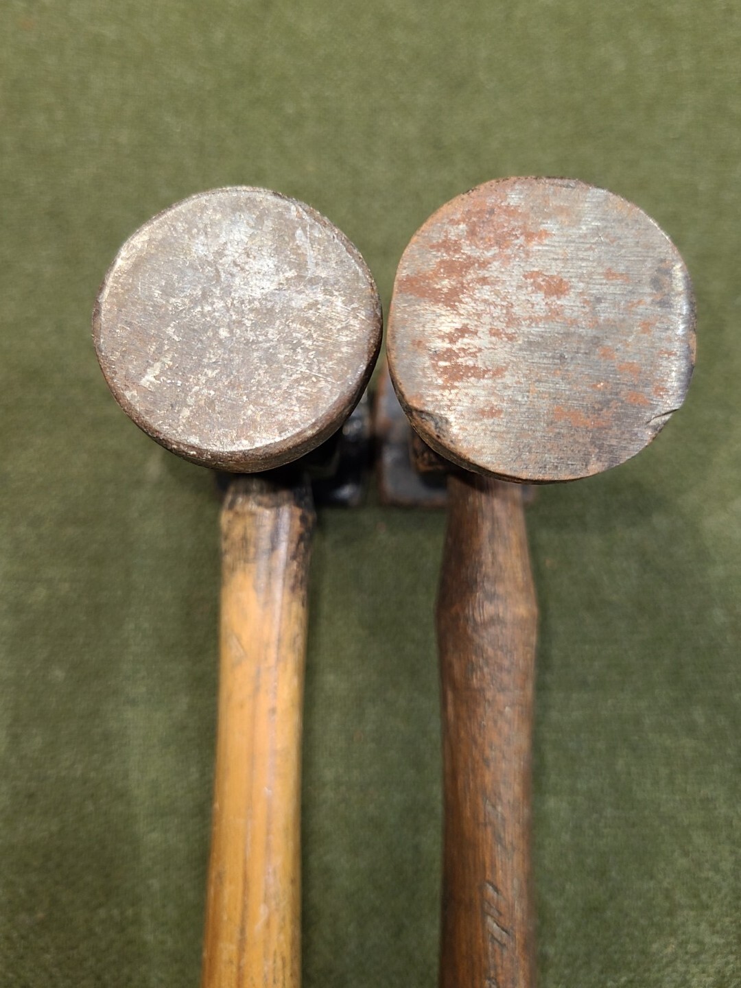Vintage (1) ABC Auto Body Sheet Metal Round Square Hammer Tool + (1) Unmarked
