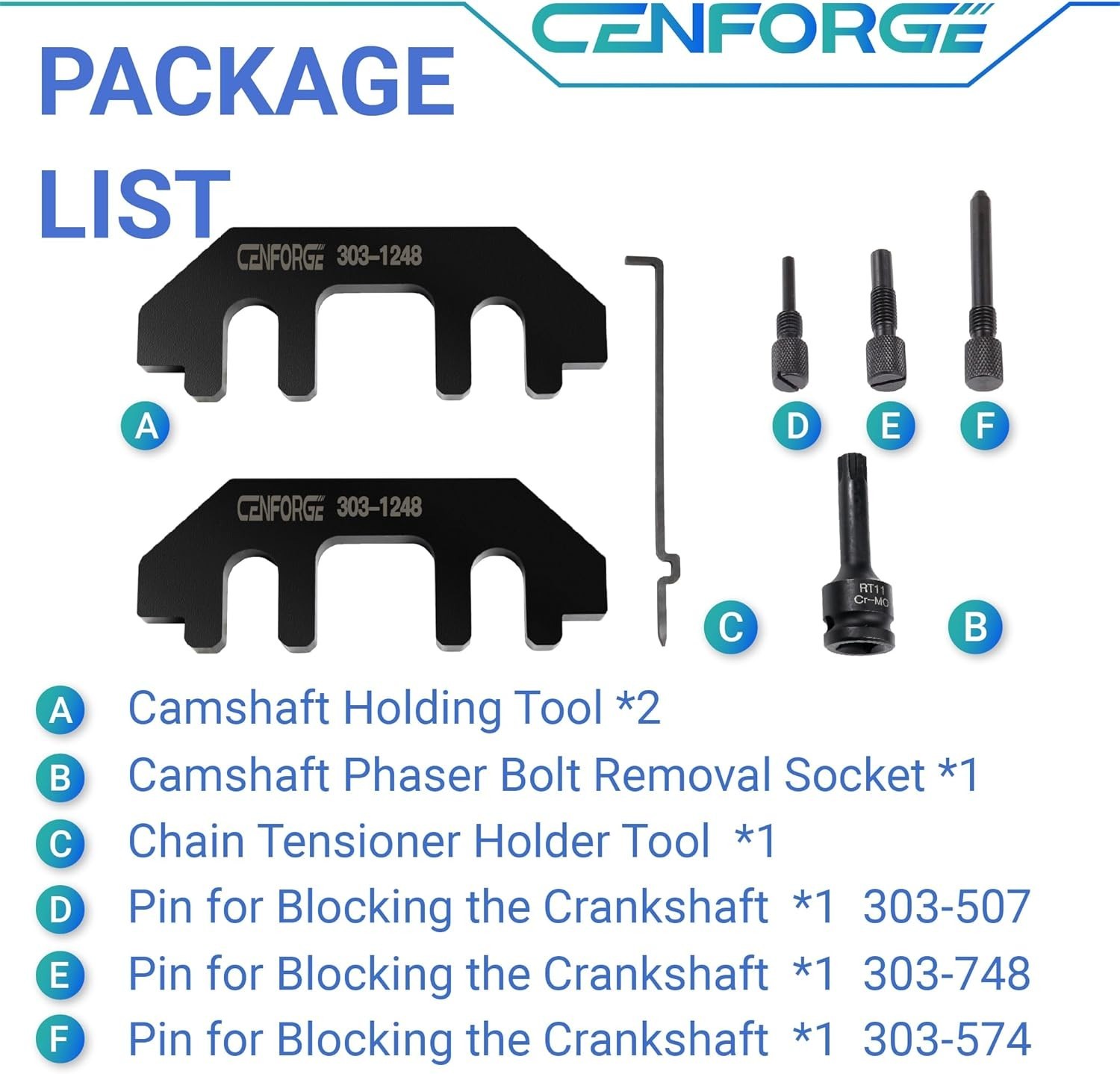 303-1248 7PC Camshaft Holding Timing Tool Kit for Ford 3.5L & 3.7L 4V Engine,