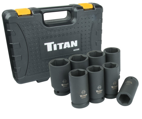 TITAN 8PC 3/4 IN DR SAE DEEP IMP SKT SET 44300