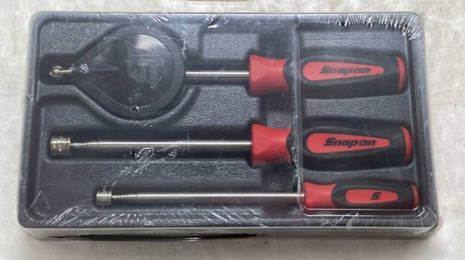 Snap-on PTM30 Red 3pc Soft Grip Magnetic Pickup Tool & Mirror Set [Unused]