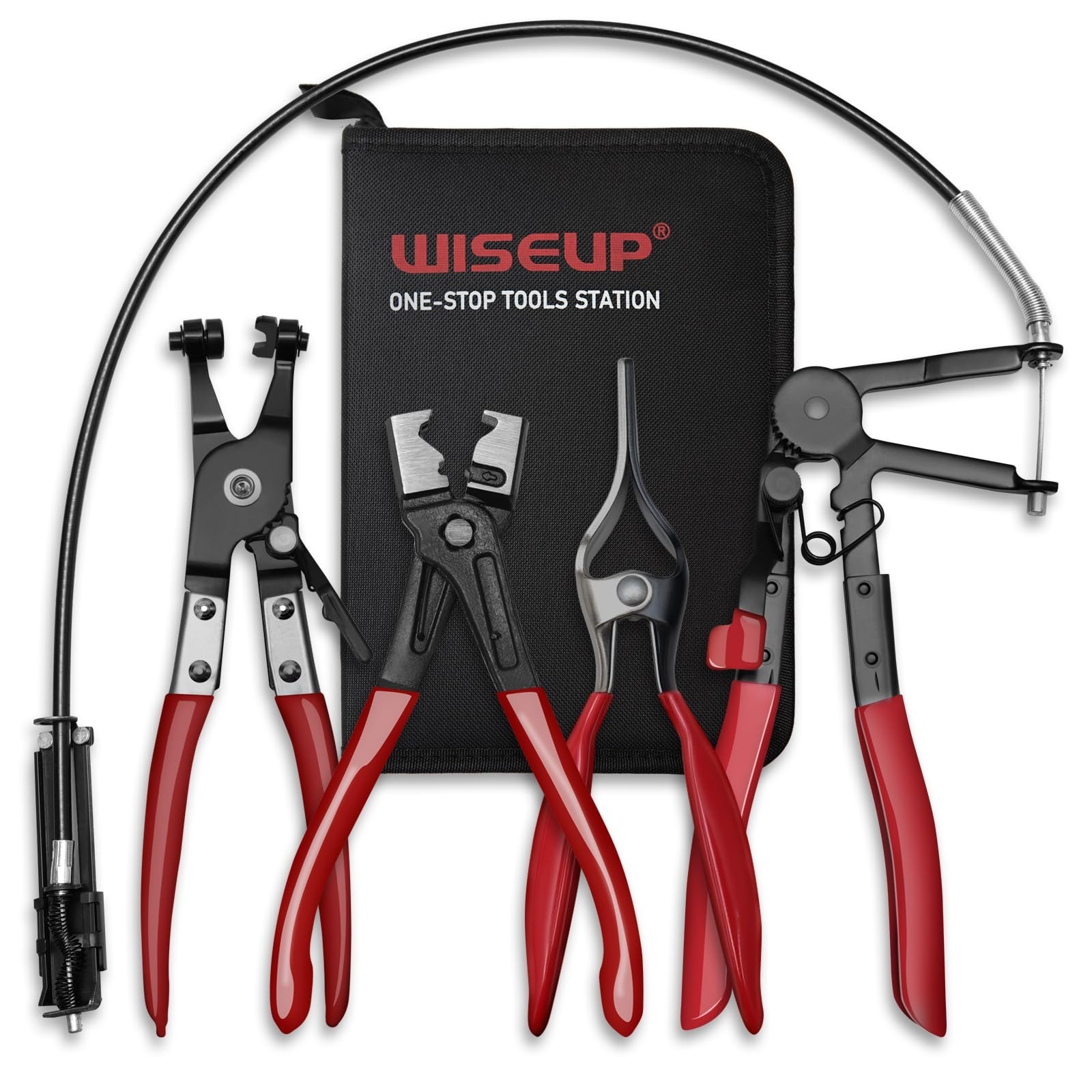 4PCS Hose Clamp Pliers Set – Long Reach Wire Spring, Clic-R, Hose Remover & Flat