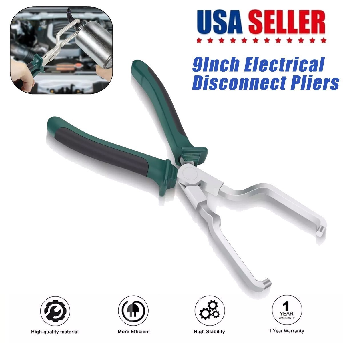 9Inch Electrical Disconnect Pliers Fuel Line Clip Spark Plug Removal Repair Tool