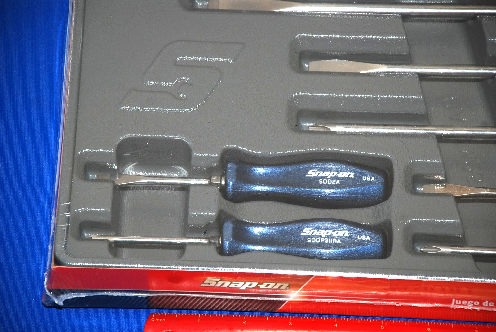 Snap-on NEW Ships for FREE 7 Pc Power Blue Hard Grip Combination Screwdriver Set
