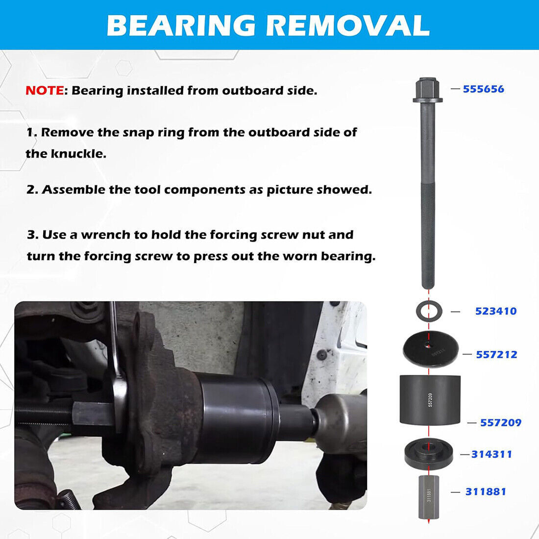 6575 Universal Hub Grappler Kit Fit Vehicle Wheel Hub & Bearing Remove & Install