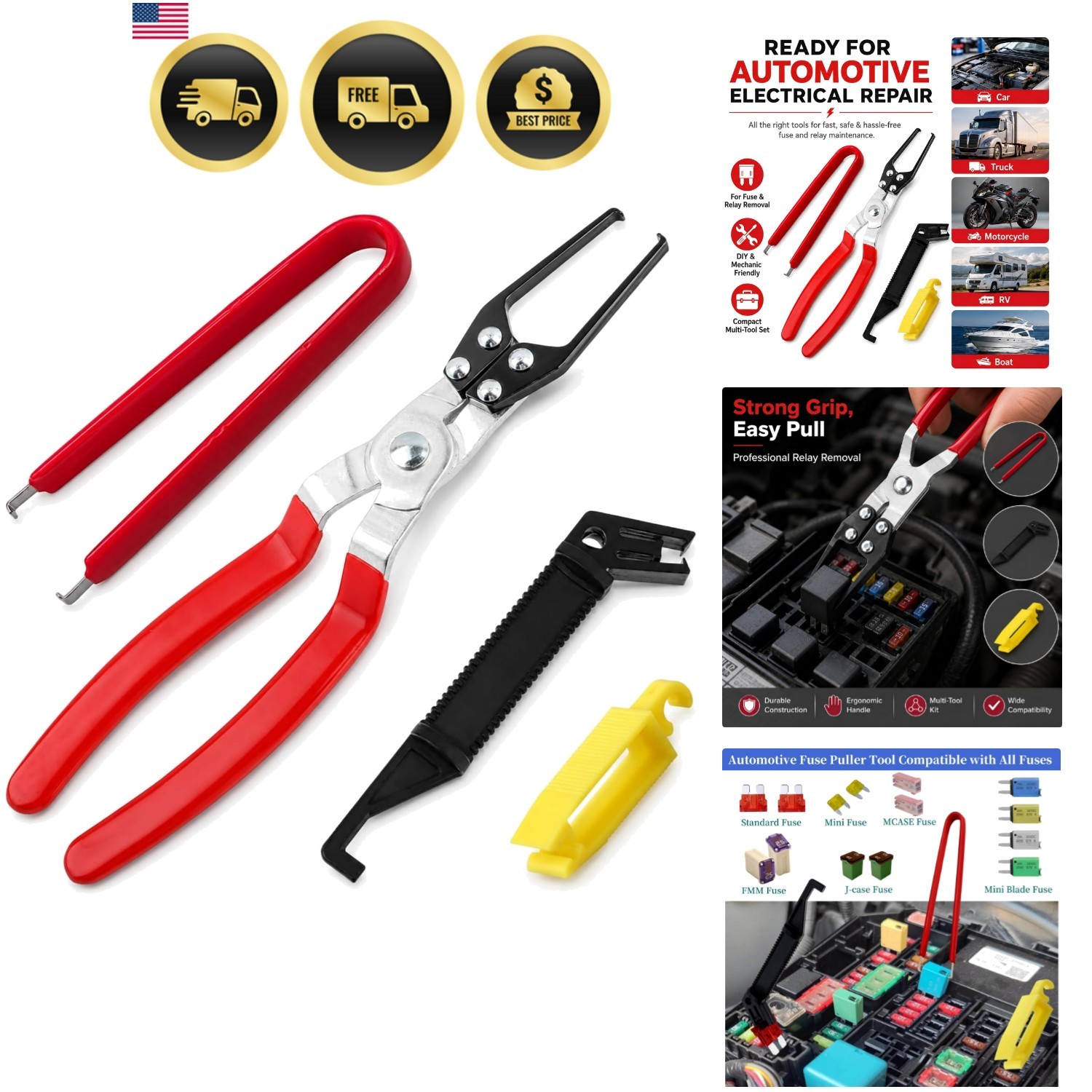 4-Pack Relay Fuse Puller Pliers – Professional Automotive Tool Set for Tight …