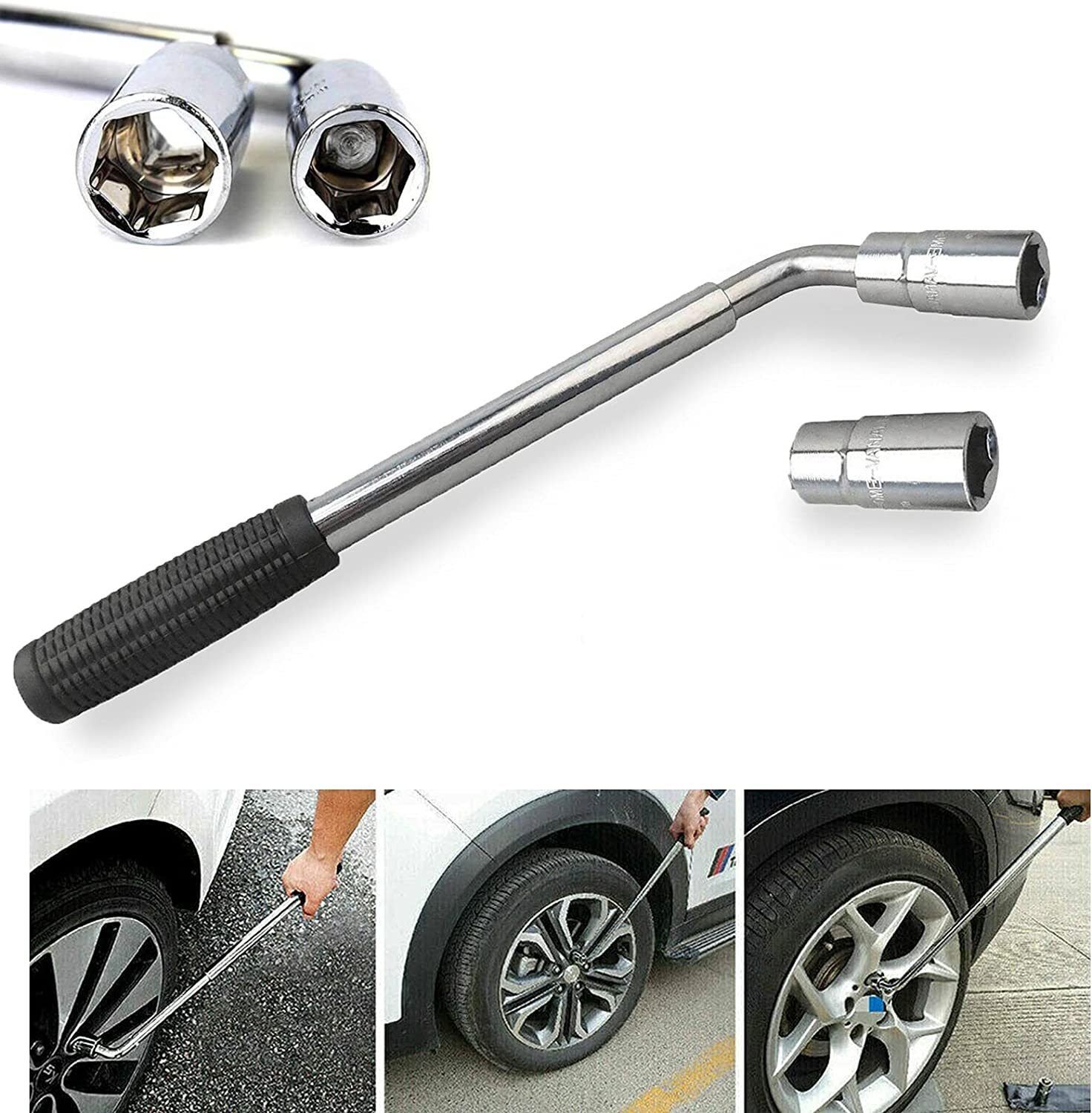 Wheel Lug Wrench Standard Sockets Telescoping Extendable Car Tire Nut Tool 4size