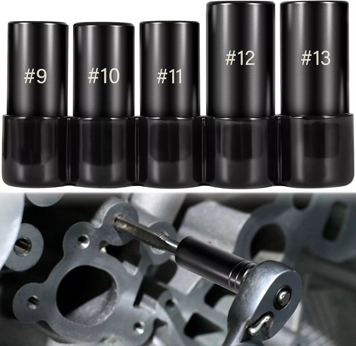 71670 Large Tap Socket Set for 5/8″, 11/16″, 3/4″,7/8″ & 1″ Taps 1/2″ Drive,5Pcs