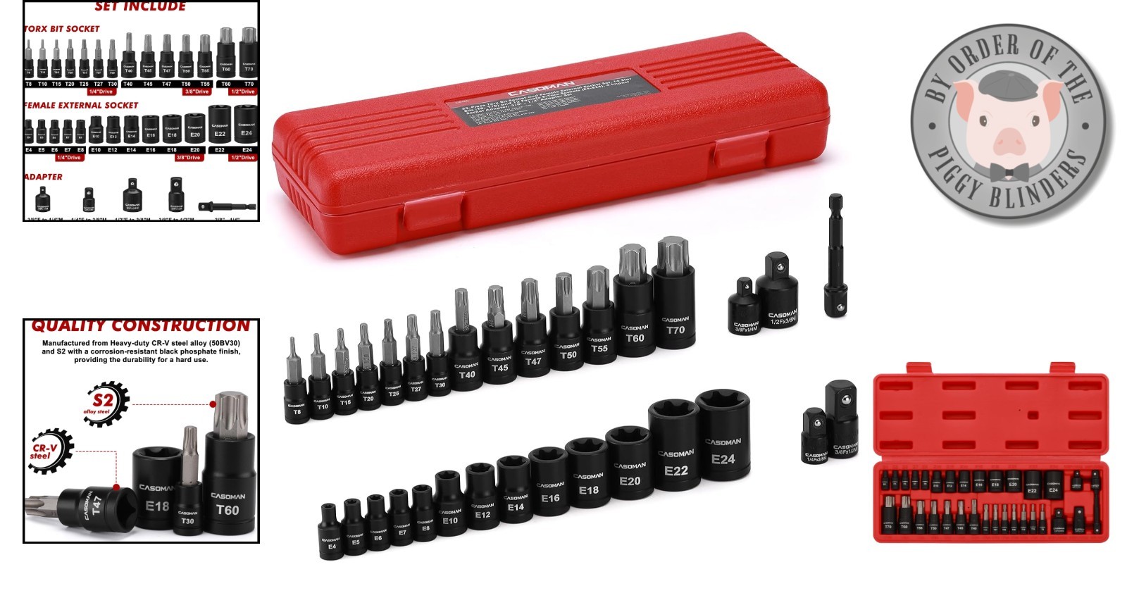 Versatile 32-Piece Torx Socket Set with 14 Star Bits & Female E-Torx Sockets