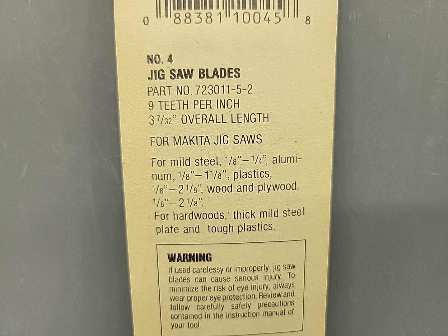 Makita No. 4 JigSaw Blade 723011-5-2 WOOD & METAL 9 Teeth TPI New Old Stock