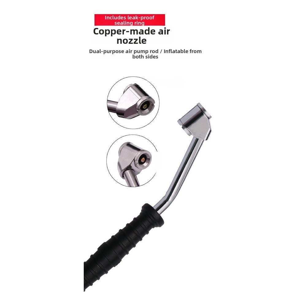Heavy Duty Tire Air Pump Hose Extension with Pressure Gauge and Elbow Connector