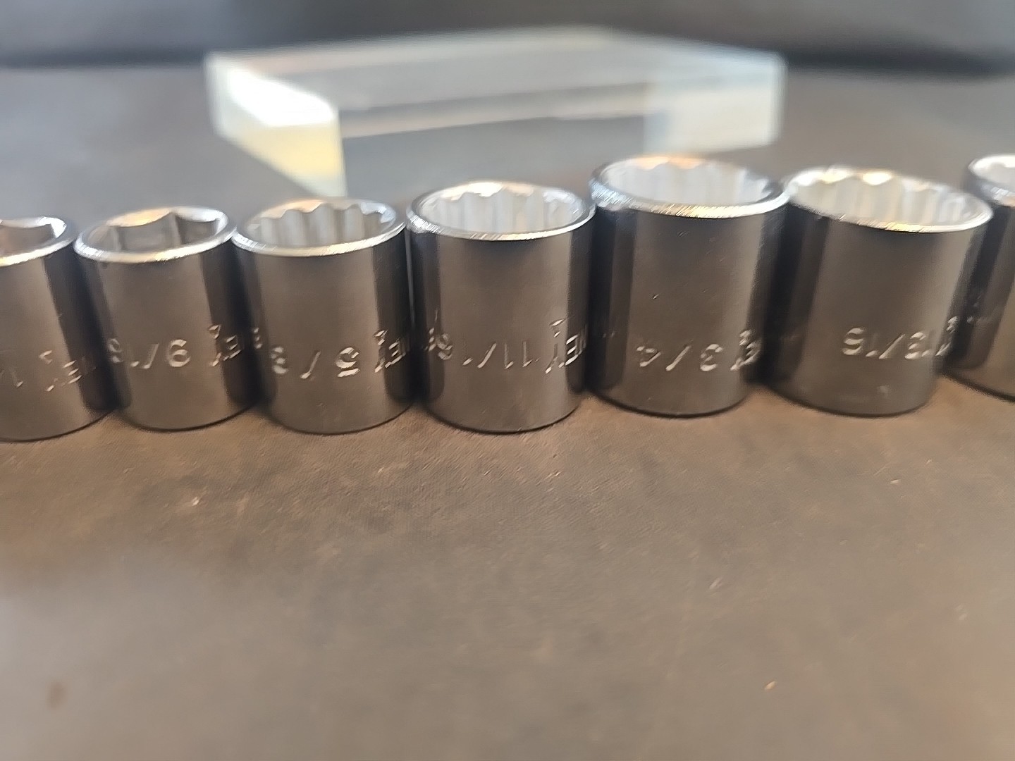 9pc. 3/8″ Dr. SAE Bonney Shallow Socket Set USA Excellent