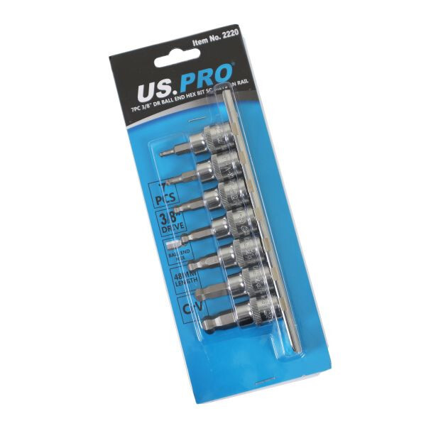 US PRO 3/8″ Hex Allen Bit Key Sockets Ball End Socket Set Ratchet Tool Bergen