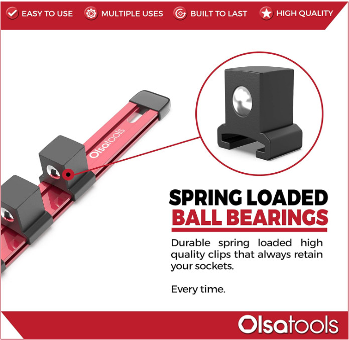 Olsa Tools Socket Organizer (3/4-Inch Drive, Red) – 3/4-Inch Red