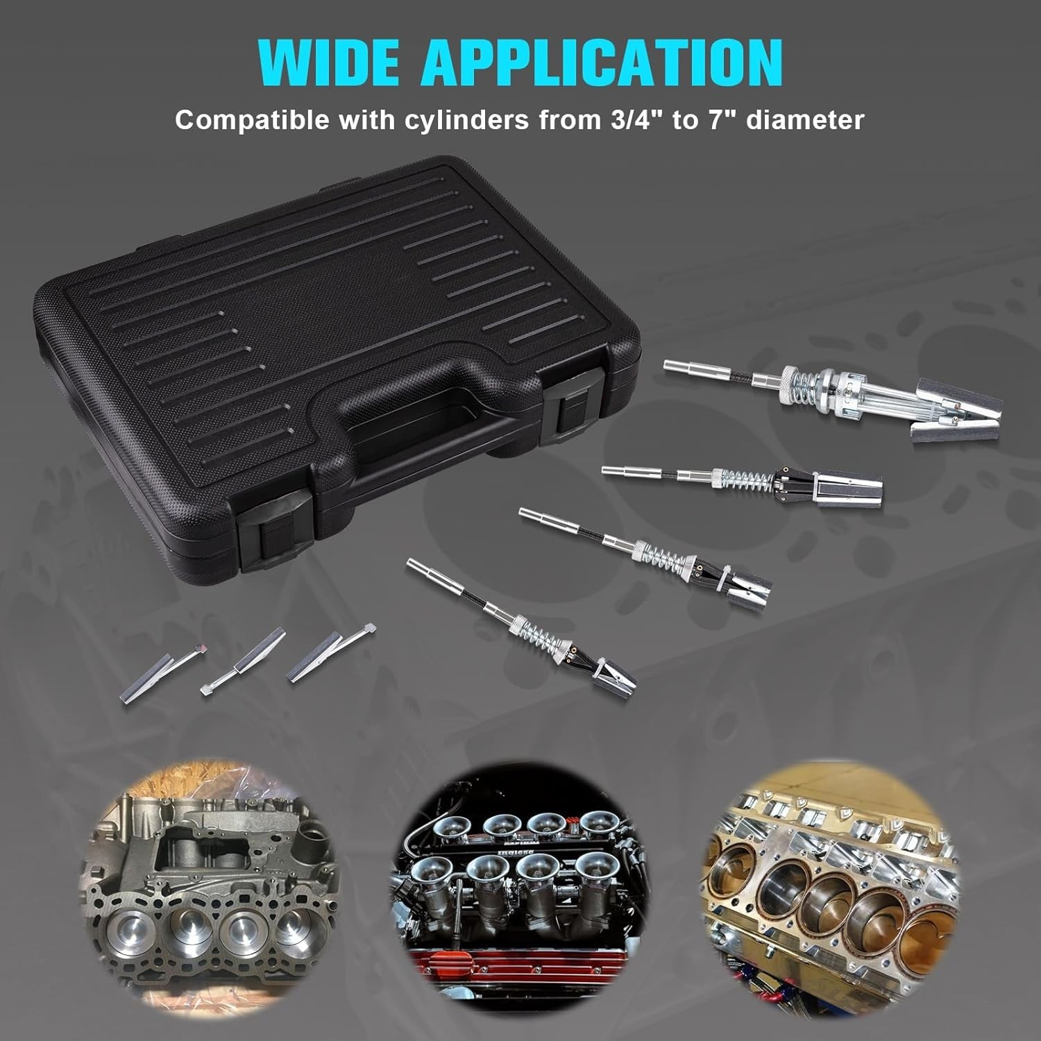 7-Piece Engine Cylinder Hone Kit – Precision Polishing Tools with Honing Stones
