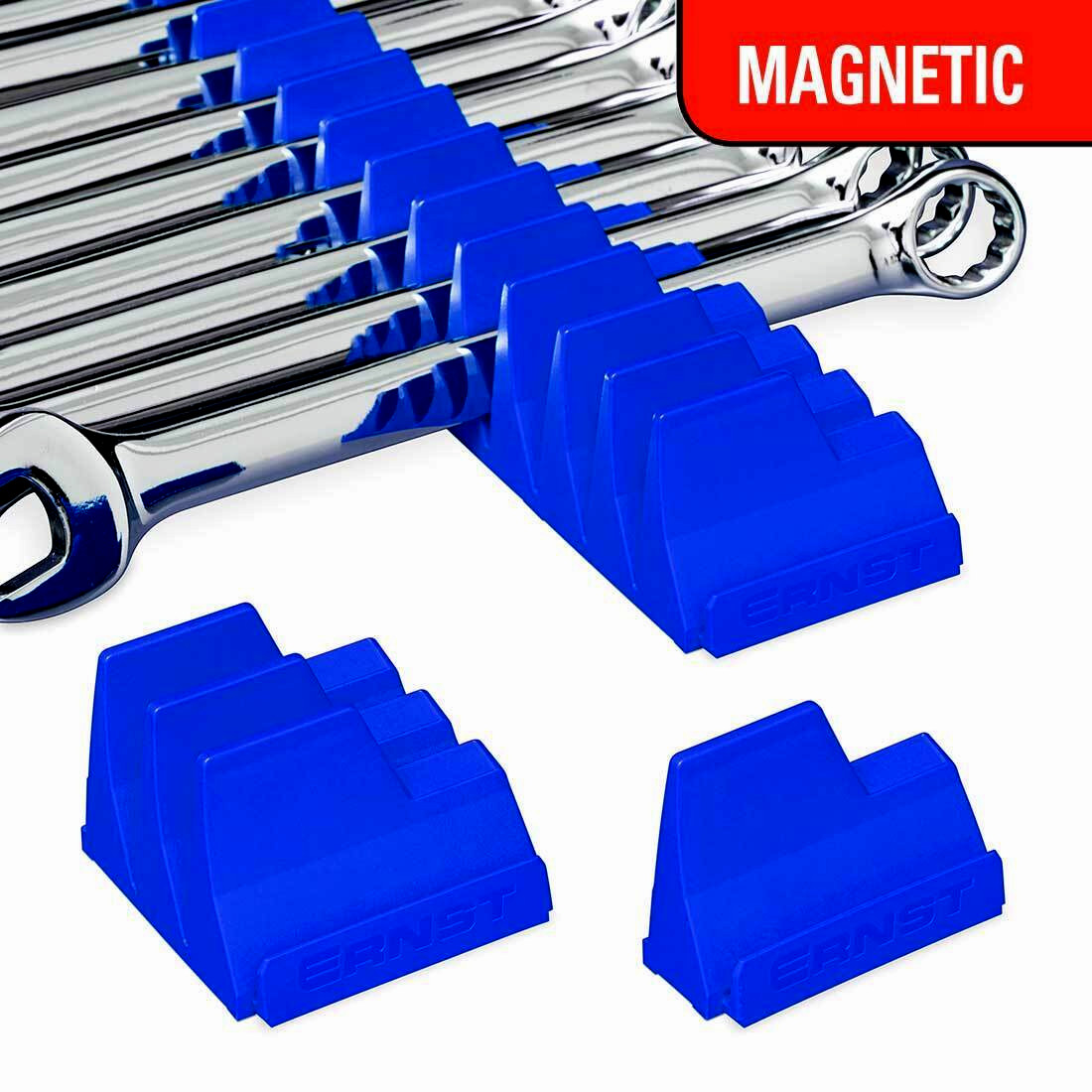 Ernst 5405M Magnetic Modular Wrench Organizer Blue USA Made Compact Tool Storage