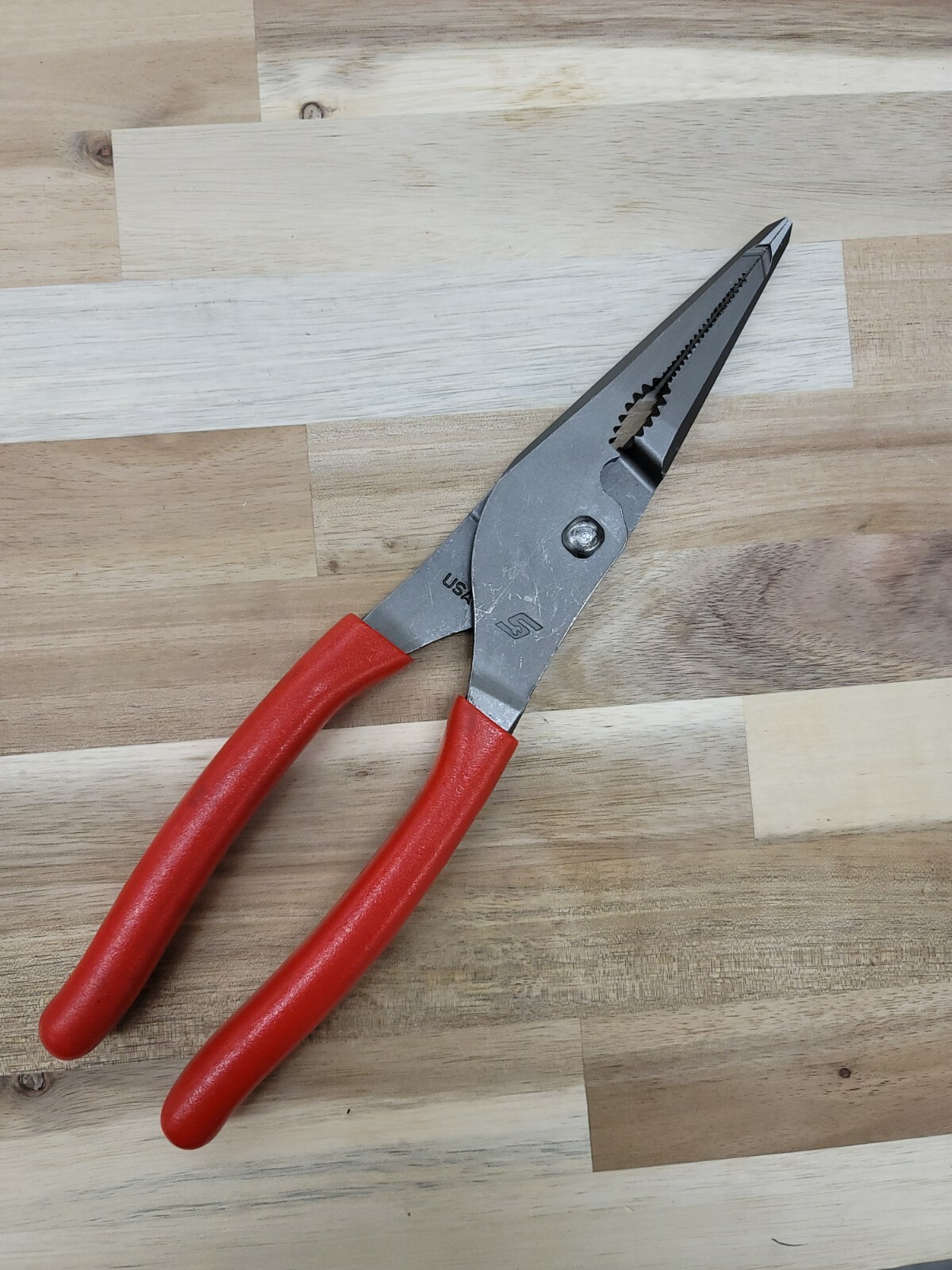 *NEW Snap On LN47ACF 9″ Needle Nose/Slip-Joint Combo RED Handle Soft Grip Pliers