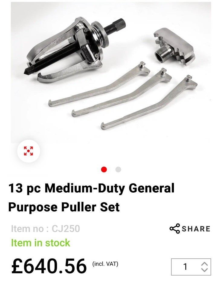 Snap On 13 pc Medium-Duty General Purpose Puller Set CJ250