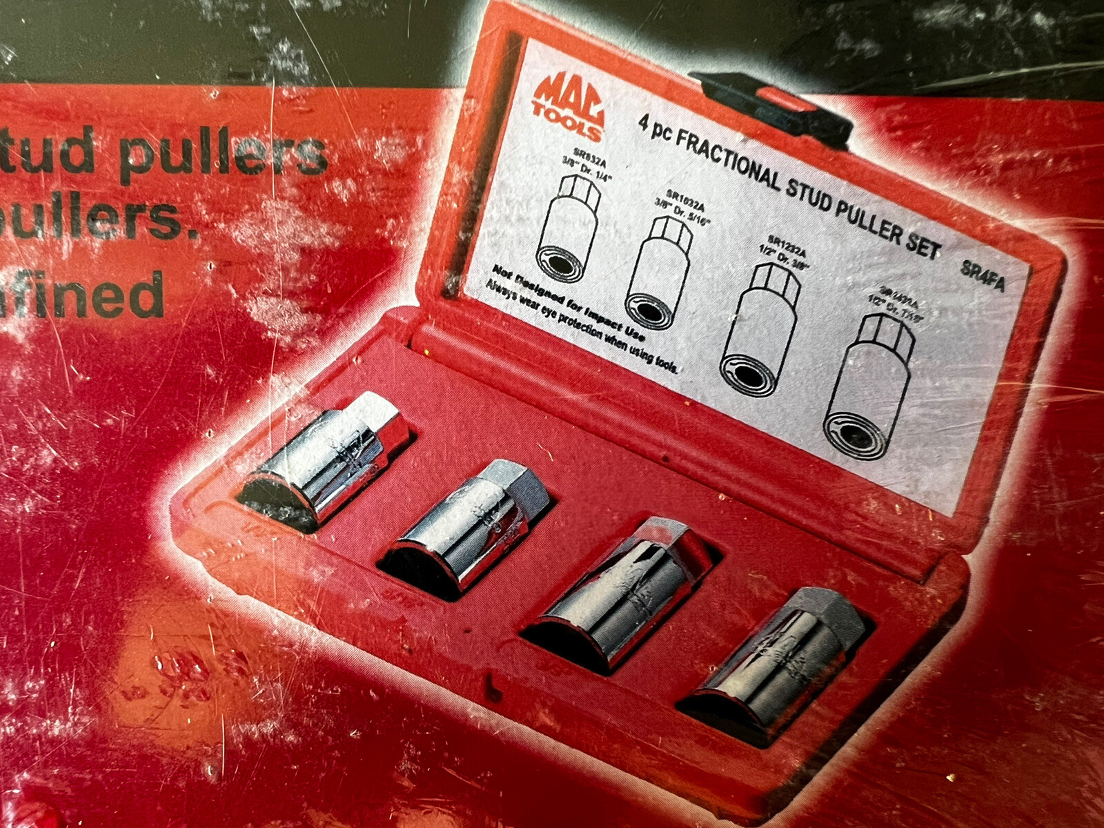 MAC Tools 3/8″ & 1/2″ Drive SAE 4 Pc Stud Puller Set SR4FA