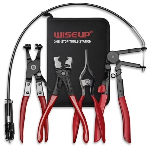 4PCS Hose Clamp Pliers Set – Long Reach Wire Spring, Clic-R, Hose Remover & Flat