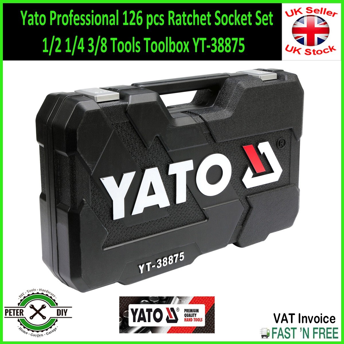 Yato Professional 126 pcs Ratchet Socket Set 1/2 1/4 3/8 Tools Toolbox YT-38875