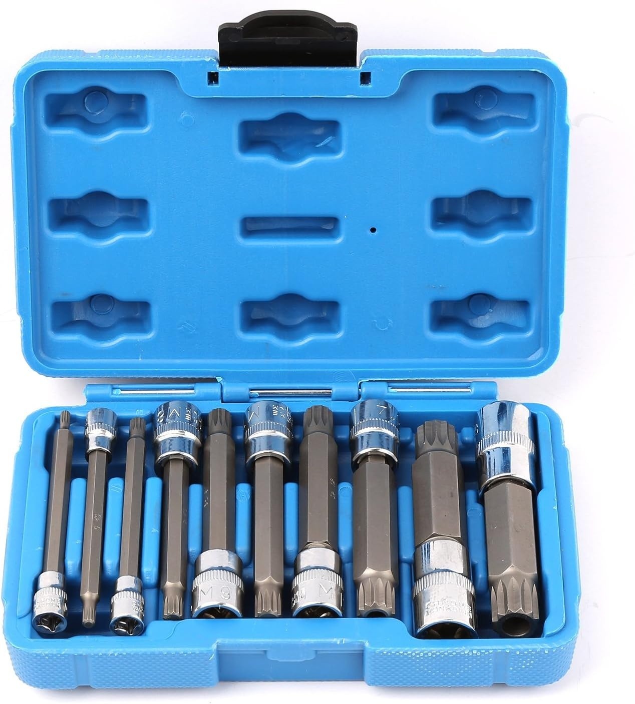 10PCS XZN Triple Square Socket Kit Spline Bit Socket Set Tamper-Proof 4-Inch L