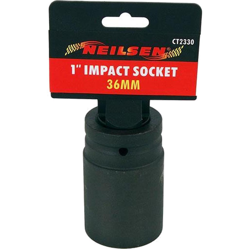 Neilsen 1″ Drive Standard Deep Square Metric Single Impact Socket 36mm