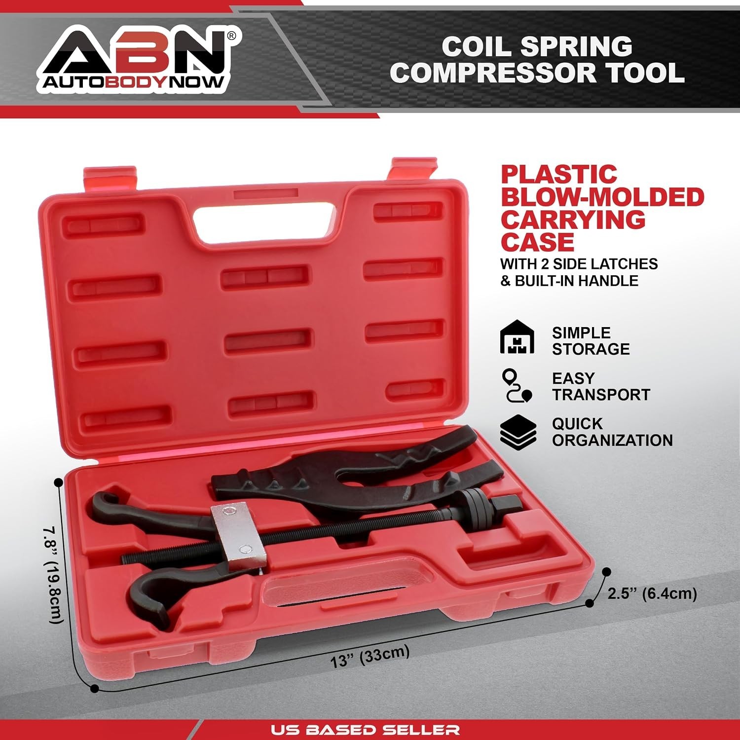 Black-Oxide Coil Spring Compression Tool for Vehicle Maintenance – Includes Case