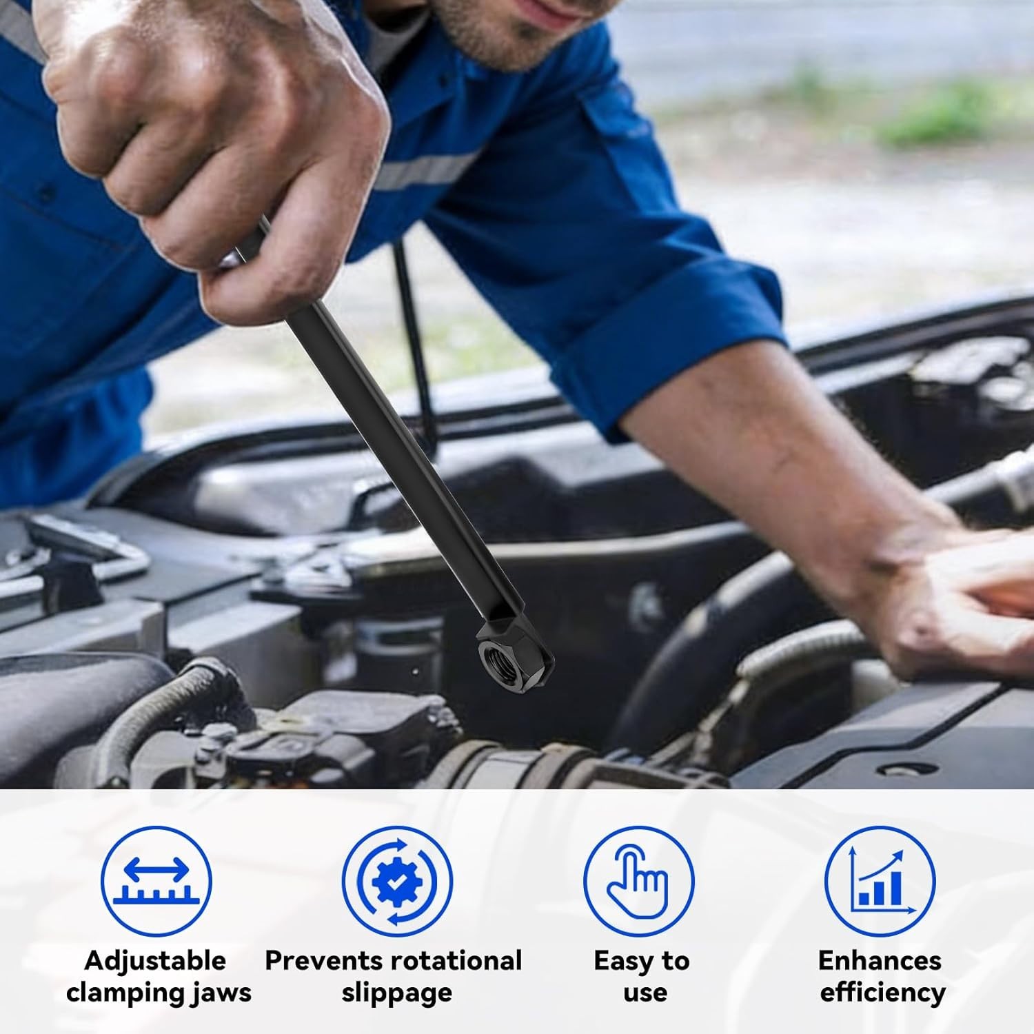 6PCS Offset Extension Wrench Set with 1/4″ 3/8″ 1/2″ Drive Adapters