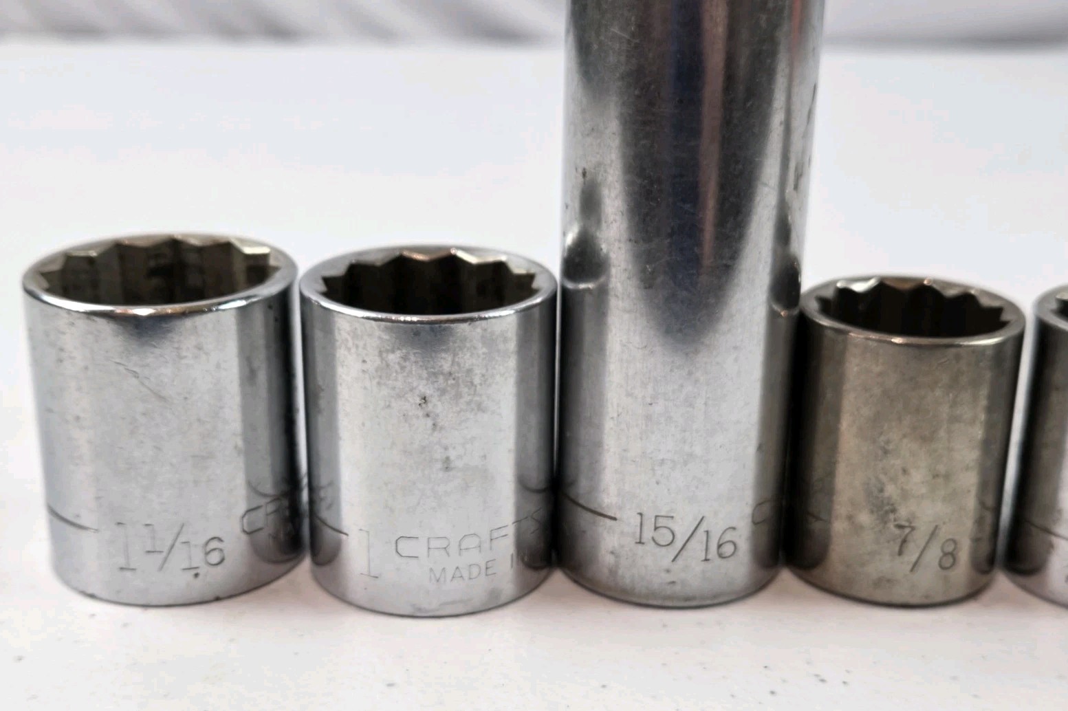 Craftsman Socket Set (12) Pc SAE Lot, 1/2″ Drive 6 Pt, 8 Pt, 12 Pt Assorted-READ