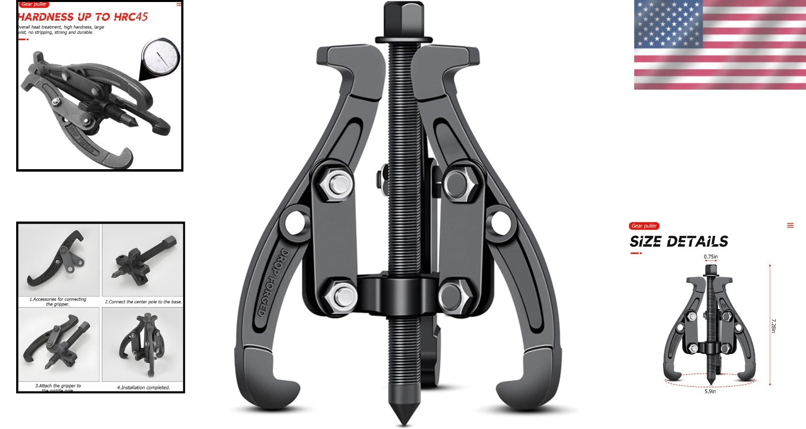 6-Inch Bearing Puller – Corrosion-Resistant Tool for Auto and Motorcycle