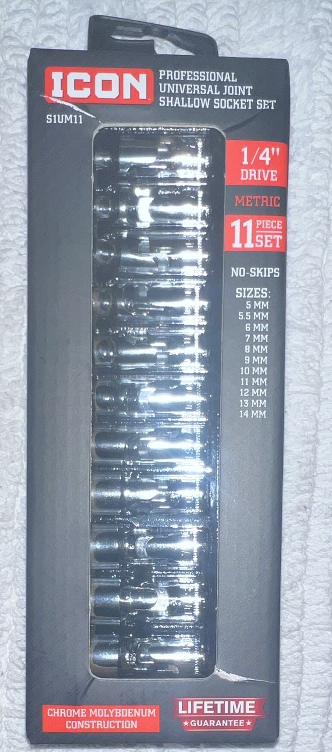 Professional Universal Joint Shallow Socket Set 1/4 Drive Plus 5mm Up To 14mm