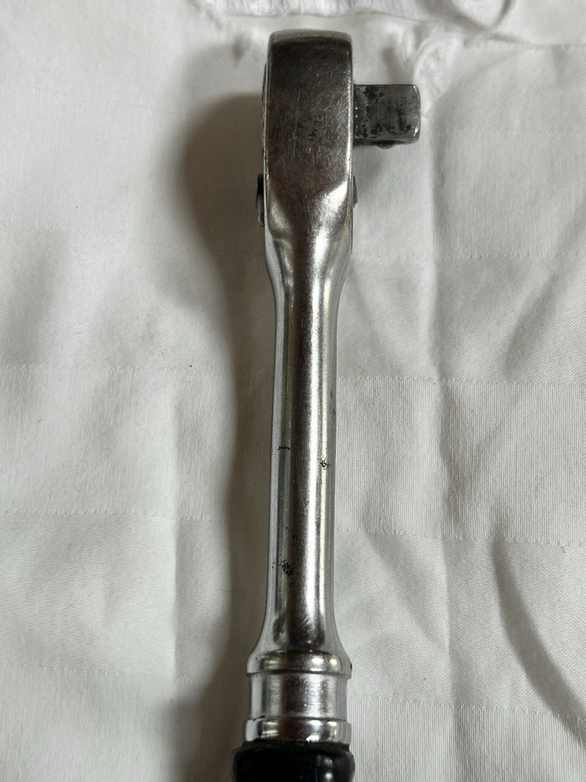 Snap On Tool 3/8 Drive Socket-Ratchet F726 Black Hard Handle 8” Long Unmarked