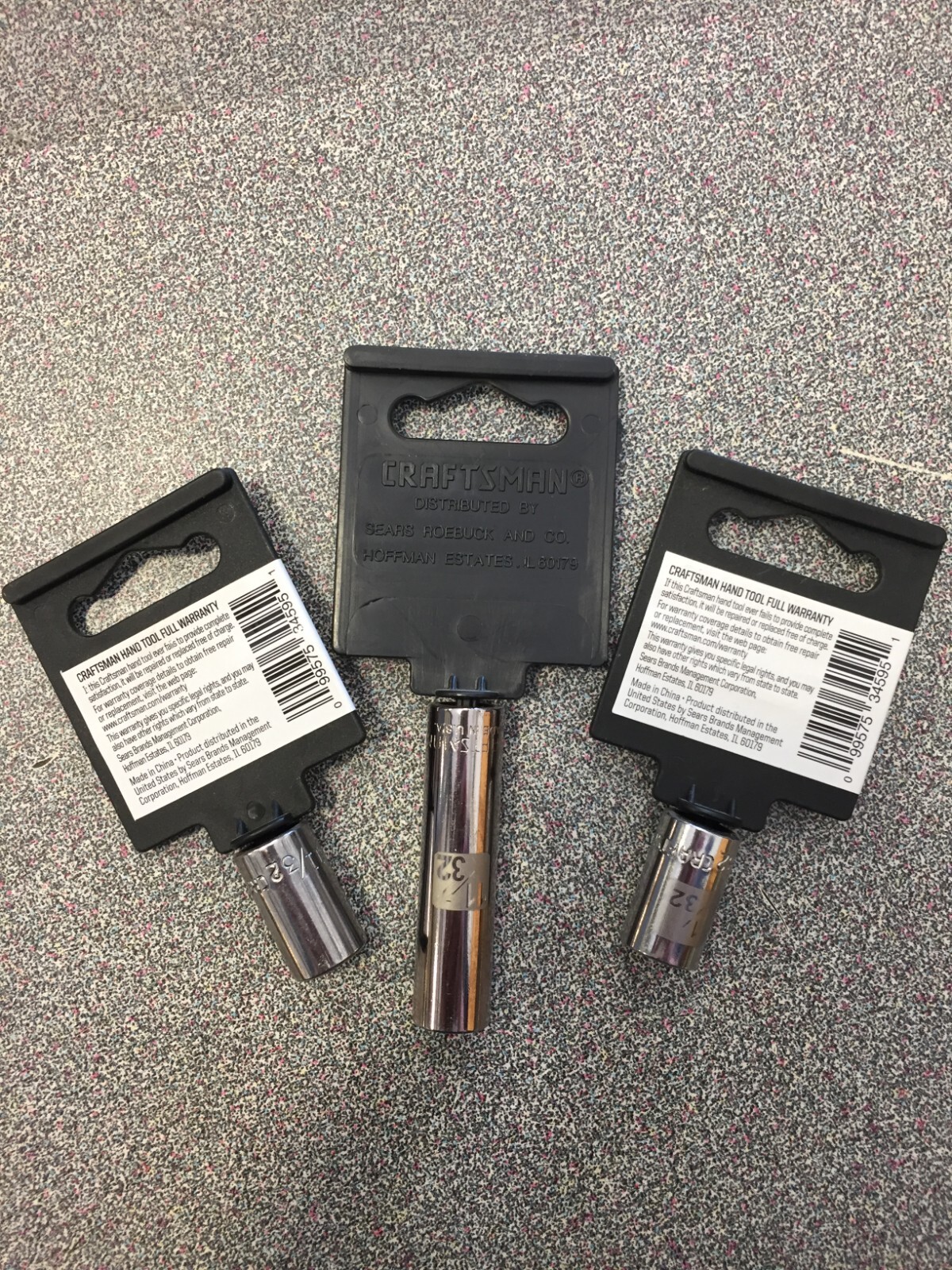 Craftsman CMMT43576 SAE 6pt 1 Deep & 2 Shallow Sockets, 11/32 Inch x 1/4 Inch