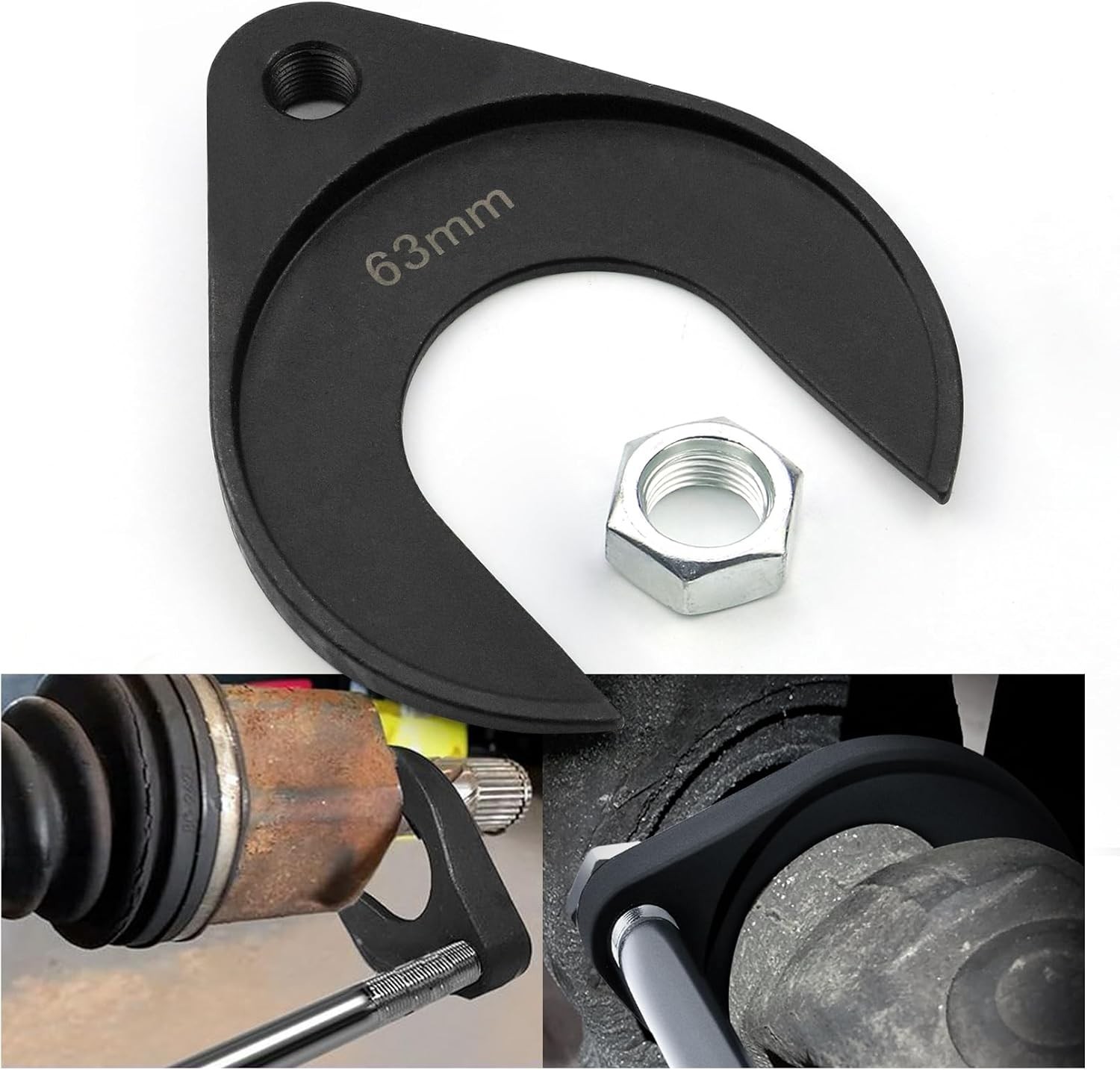 63mm Inner CV Axle Puller Removal Tool with Nut, Front Wheel Drive Axle 63cm