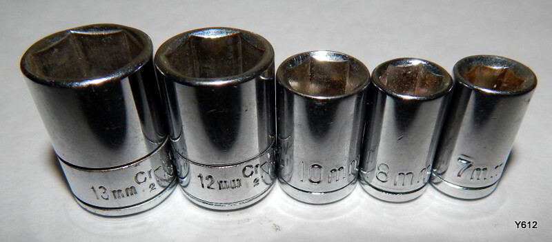 5 Pieces Chrome 1/4″ Drive 6-Point Metric Sockets