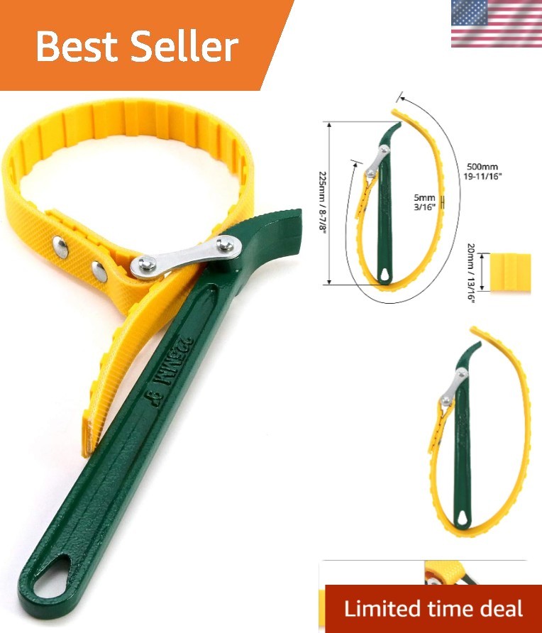 9″ Belt Strap Wrench, Multi-Purpose Adjustable Strap Oil Filter 19 11/16″ Cap…