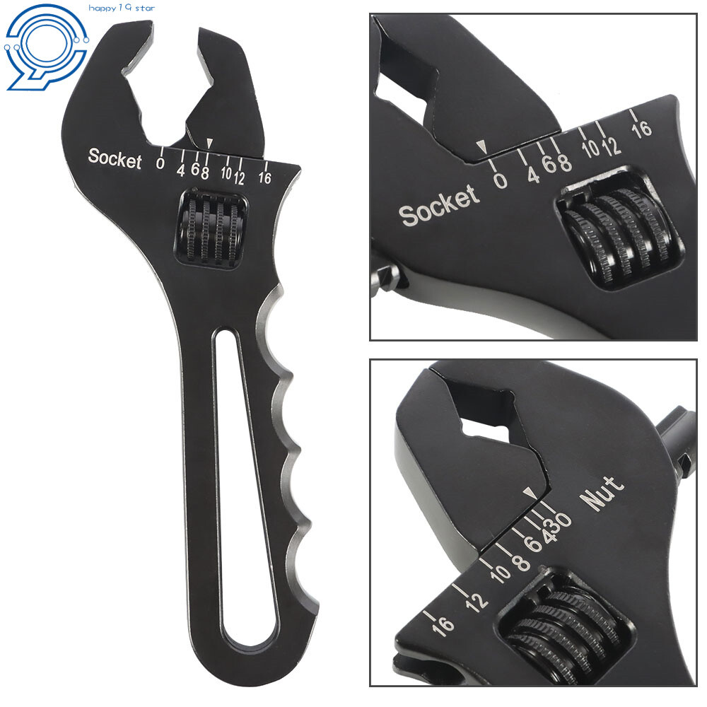 3AN-16AN Adjustable Wrench Tool For Hose End Fitting Black Aluminum