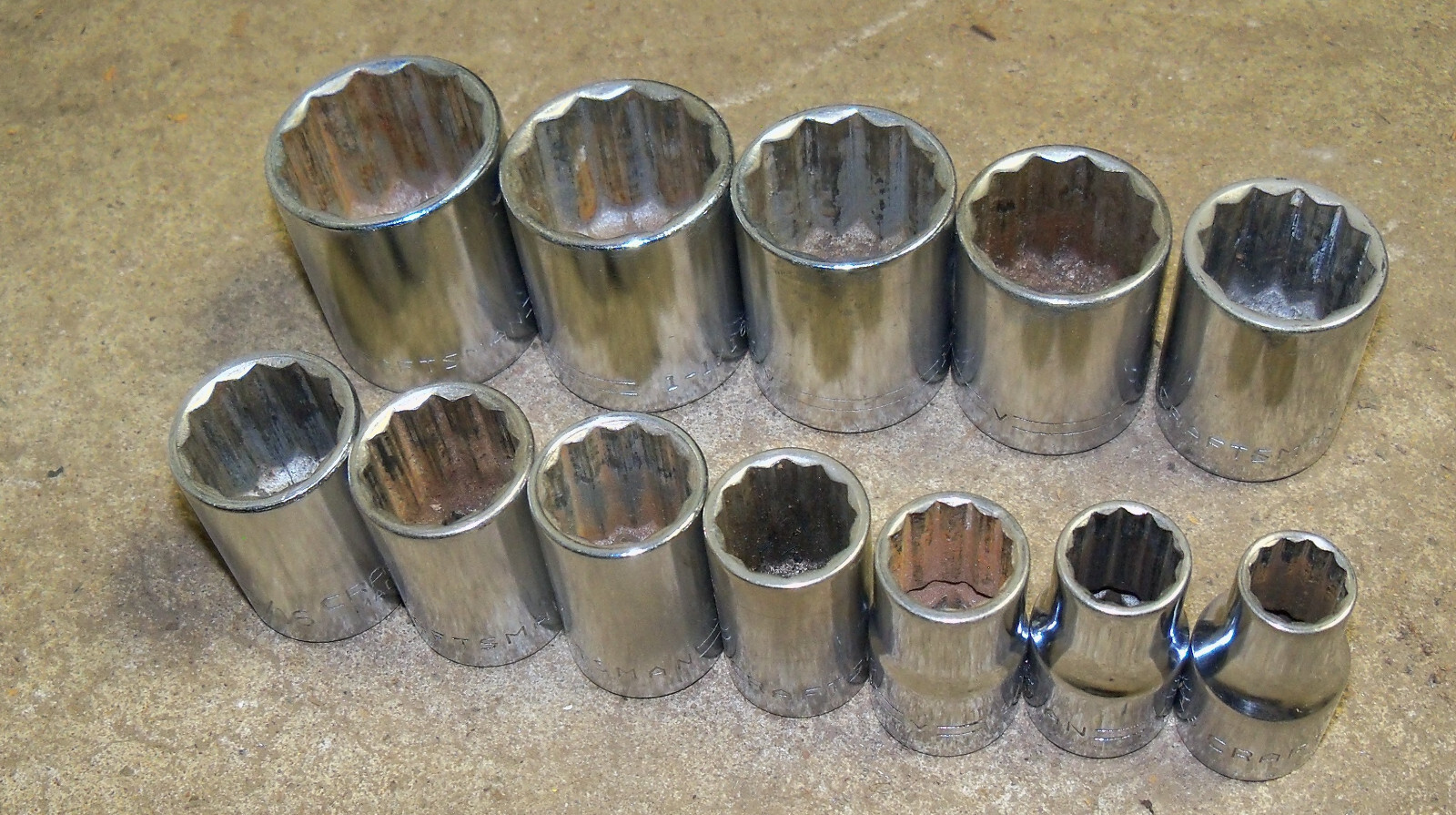 Craftsman Vintage 12 Pc Socket Set 1/2″ Drive 12 Pt 7/16″ to 1 1/8″ V USA