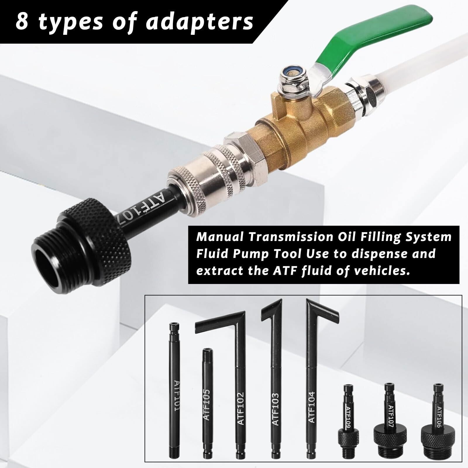 Transmission Oil Filling System Fluid Pump Manual Tool With 8pc ATF Adaptors 3L
