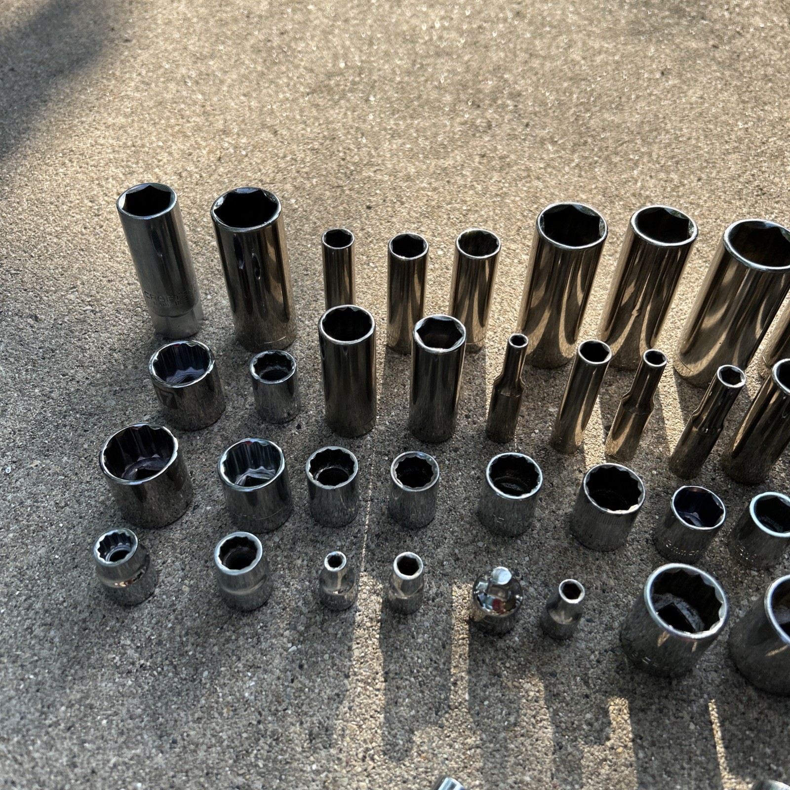 Lot Of 72 Assorted Craftsman Sockets And Extensions SAE & Metric Various Drives